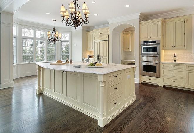 beautiful laminate flooring in a spacious kitchen in El Dorado Hills